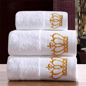 Ensemble serviette de bain White Hotel Super absorbant Couronne brodée Coton