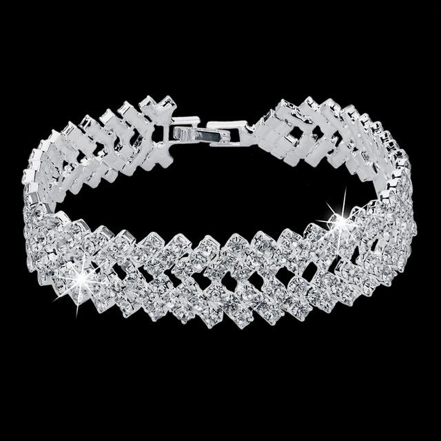 Bracelets Luxury Crystal couleur argent orné de swarowski