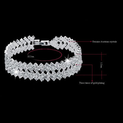Bracelets Luxury Crystal couleur argent orné de swarowski