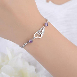 Bracelet Chaînette Mode Simple 925 Argent Blanc Zircon Amour Coeur pour ma chérie