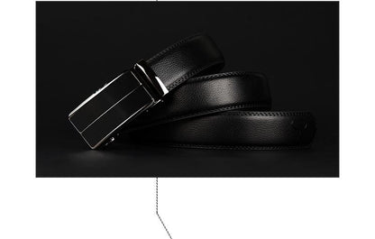 Ceinture en cuir véritable Homme nouvelle boucle de sangle automatique en alliage noir