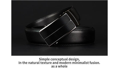 Ceinture en cuir véritable Homme nouvelle boucle de sangle automatique en alliage noir