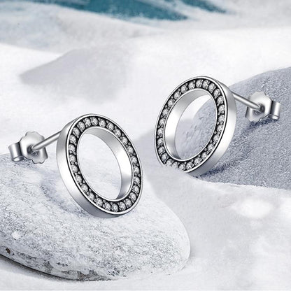 Boucles d'oreilles rondes en argent Sterling 925 pour femmes Idée cadeau