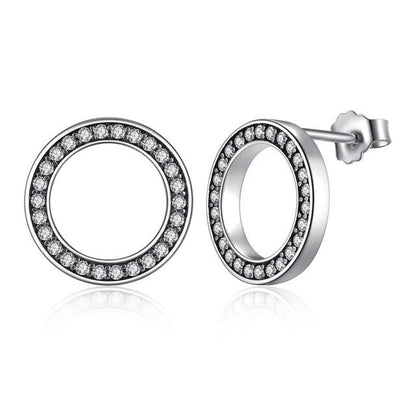 Boucles d'oreilles rondes en argent Sterling 925 pour femmes Idée cadeau